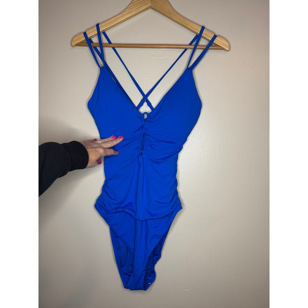 La Blanca Island Goddess Underwire One-Piece Swimsuit Blue Lapis LB3ZZ25 Size 10